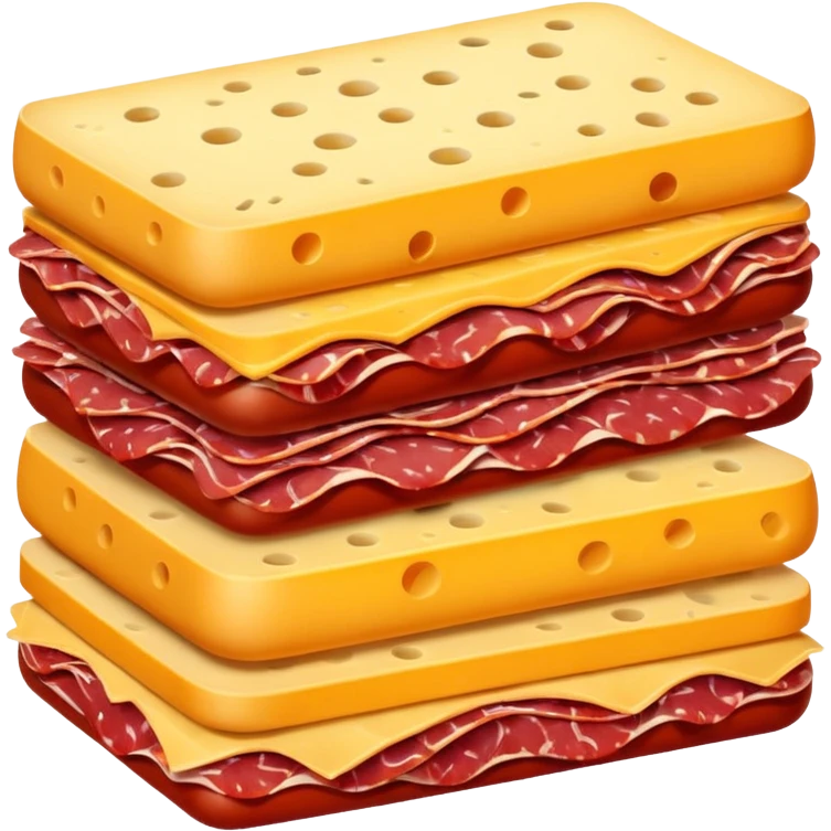 Sliced cheese and sliced salami stacked up emoji