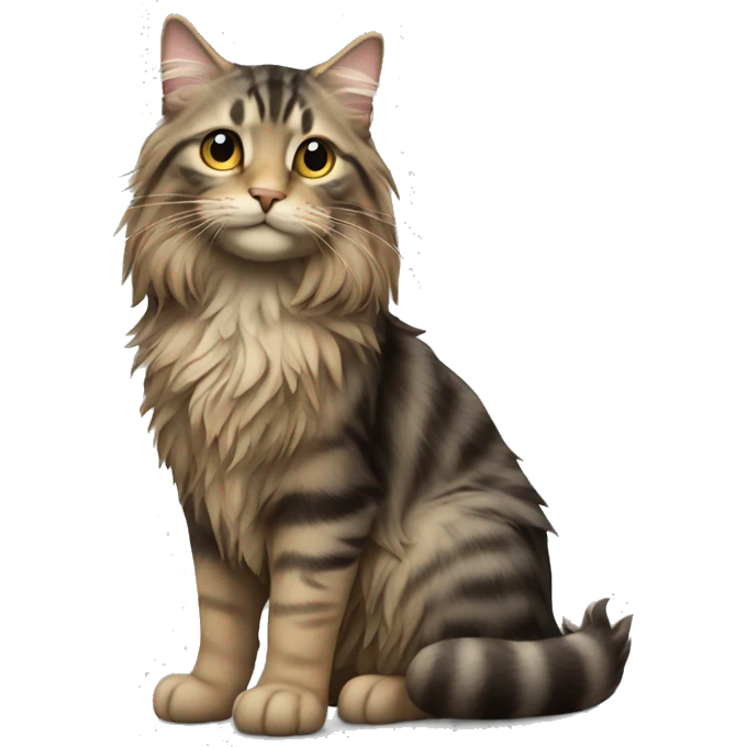 a long haired tabby full body emoji