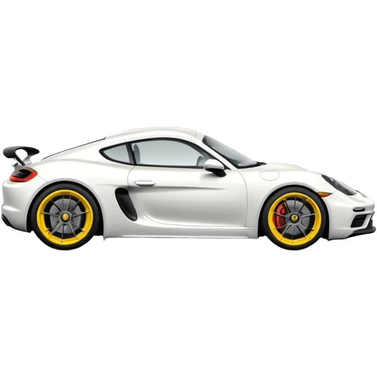 Matte White colored exterior 2024 Porsche 718 Cayman GTS 4.0 with "yellow ceramic brake calipers" only and dark silver anthracite rims emoji