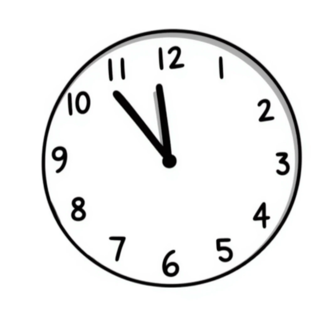 Hand-drawn analog wall clock with numbers emoji