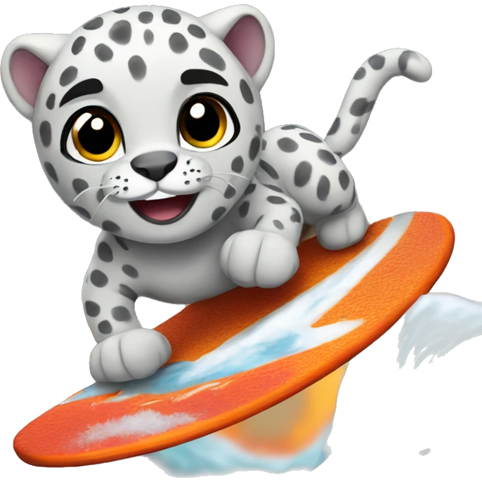 Snow leopard surfing on lava  emoji