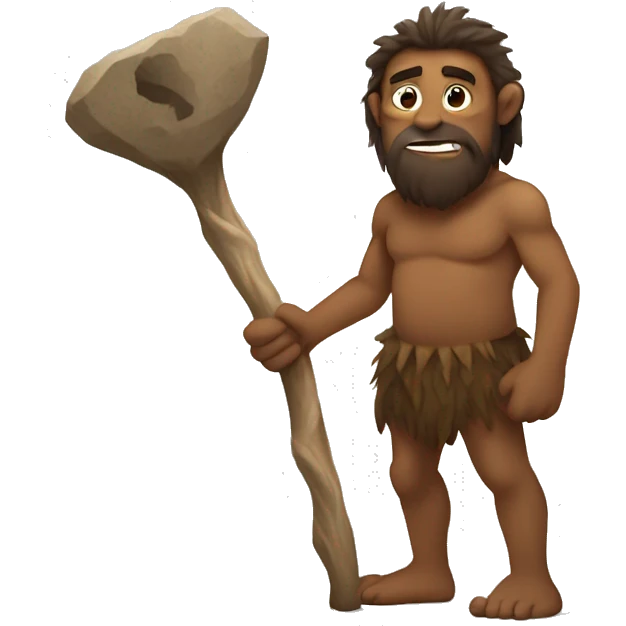 elon mus as a cave man with stick emoji