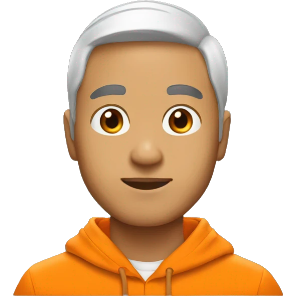 Asian man with university of Tennessee orange hoodie emoji