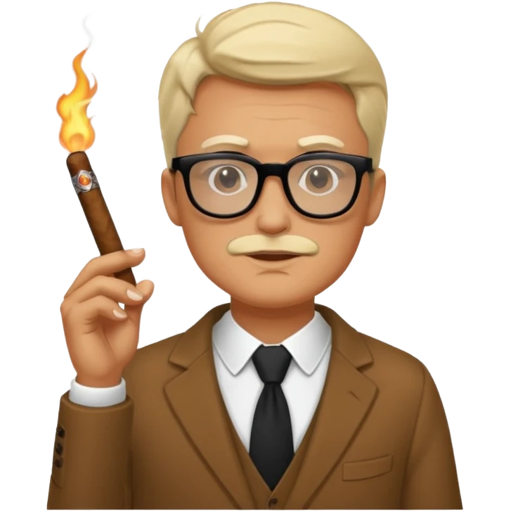 bold white guy in black glasses and cigar, Andrew Tate emoji