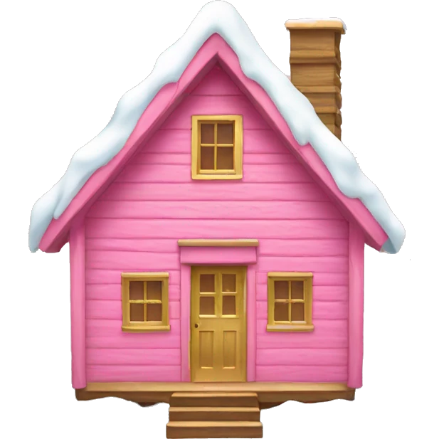 pink and gold cabin with snow emoji