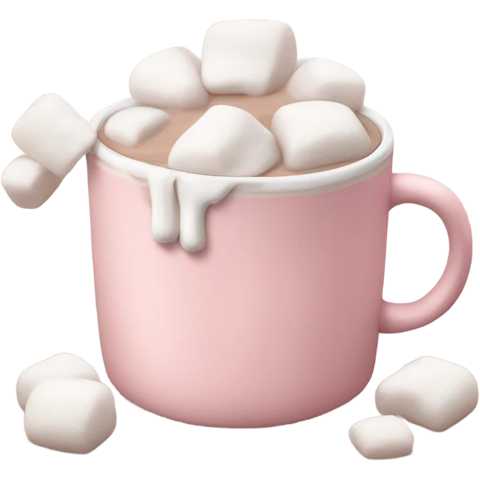 Light Pink mug of hot chocolate with marshmallows  emoji