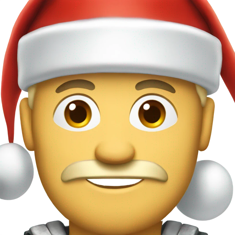 white spartan male wearing red santa hat emoji