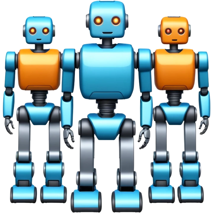 create a realistic emoji showing logistic robots and KI emoji