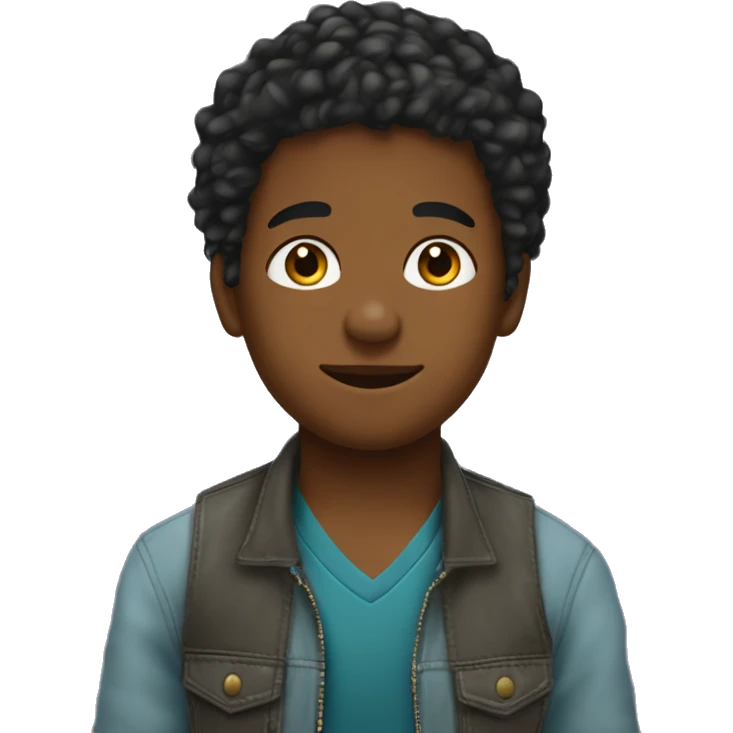 jeune garçon métisse avec beaucoup de cheveux emoji
