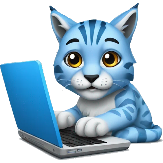 A blue lynx with a laptop emoji