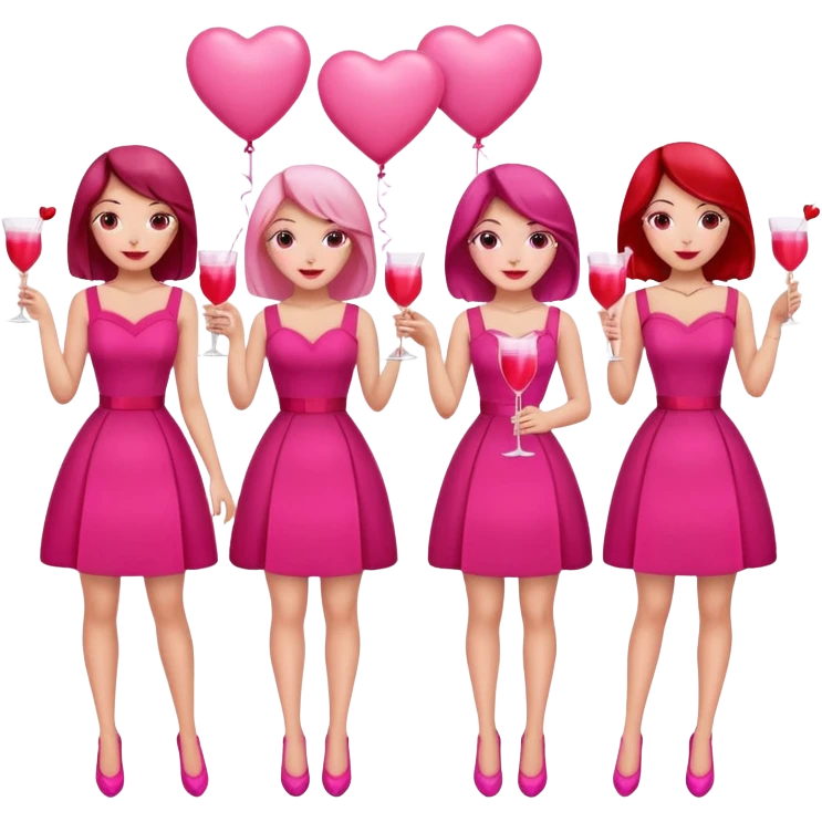 galentines party : change their outfits in red and pink, add pink heart balloons and pink cocktails in their hands emoji