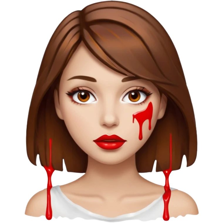 Brown Hair, Woman, white paint drip, face, hot, Sexy, lips emoji