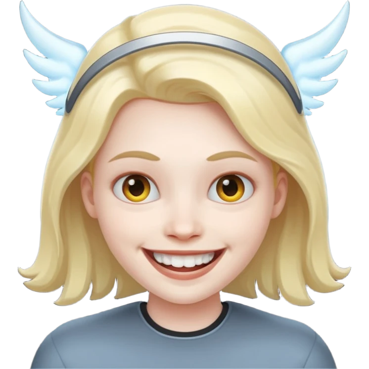 creepy smile with halo and white teeth  emoji