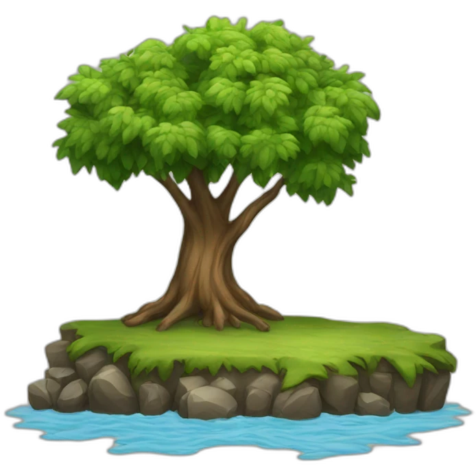 A tree near the river emoji