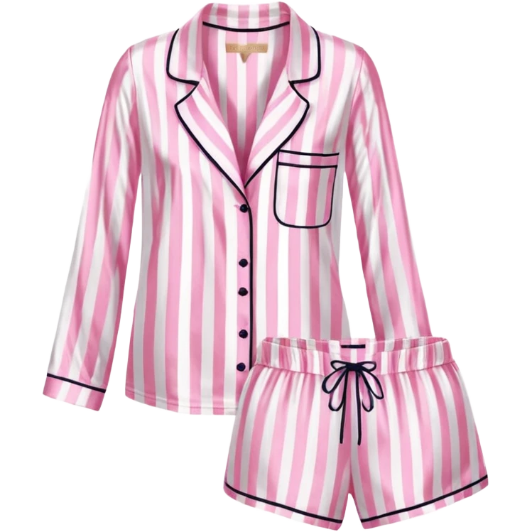 Striped pink and white silk Victoria’s Secret pajama set emoji