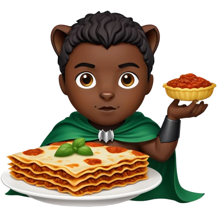 Black panther nigerian cape eating lasagna  emoji