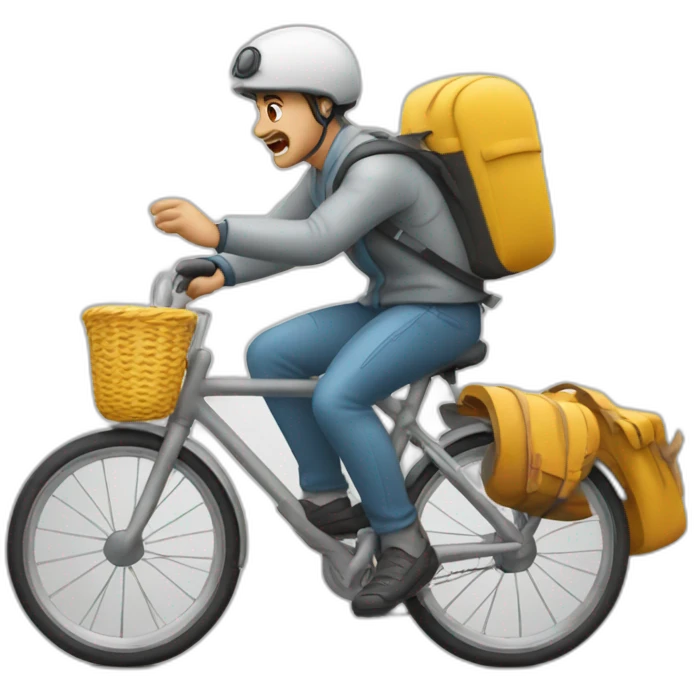 Bicyclist avoiding menacing bus emoji