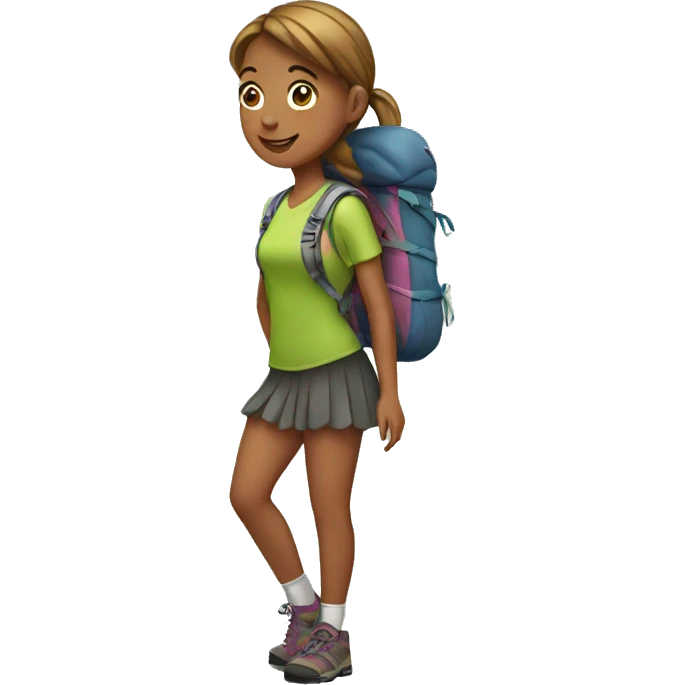 Girl hiking on mountain wearing tutu emoji