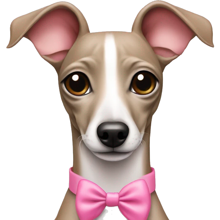 Italian greyhound with pink bow emoji