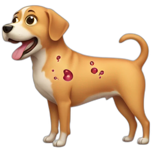 dog with stomach showing and bacteria in stomach emoji