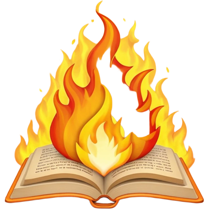 emoji writing in a book of fire emoji