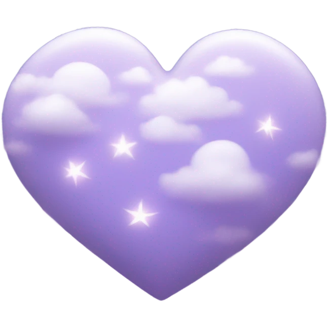 light violet heart with clouds and stars emoji