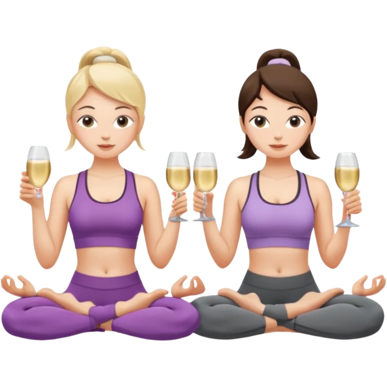 two girl yoga and prosecco  emoji