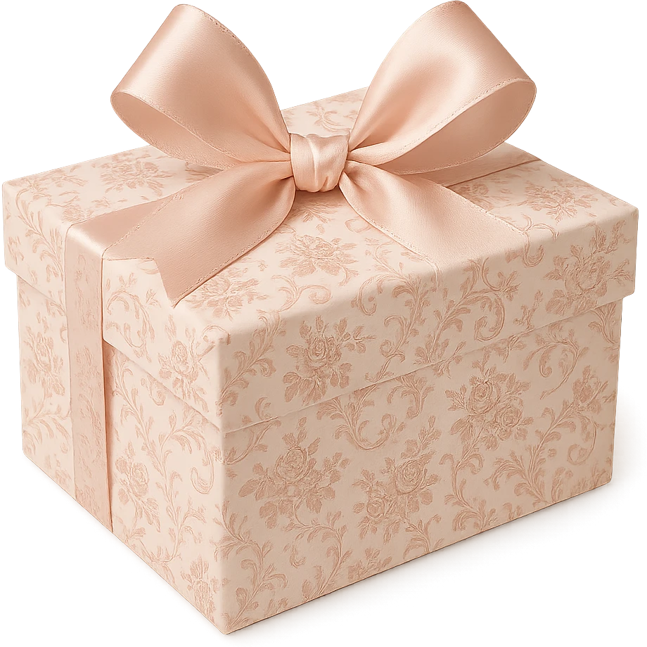 Elegant Rococo pale pink ditsy floral gift box , remove background emoji