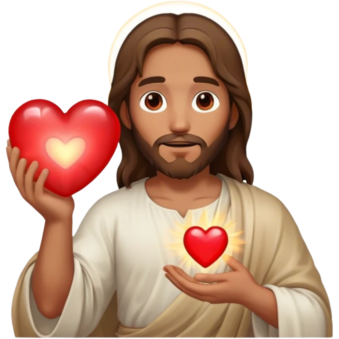 Jesus holding a heart emoji