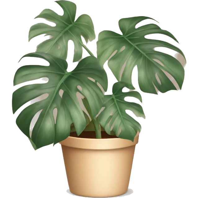 monstera plant in a pot pot in pastel brown colors emoji