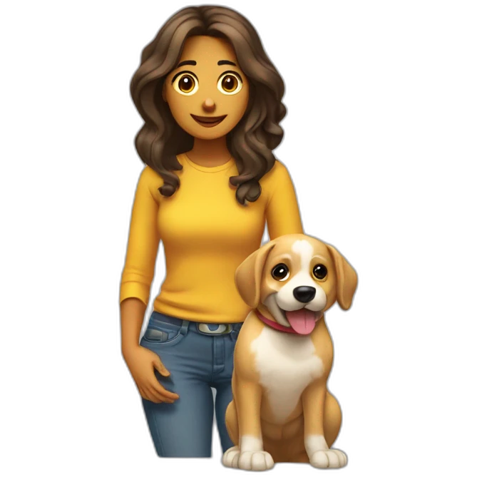 Chica abrazando perro emoji