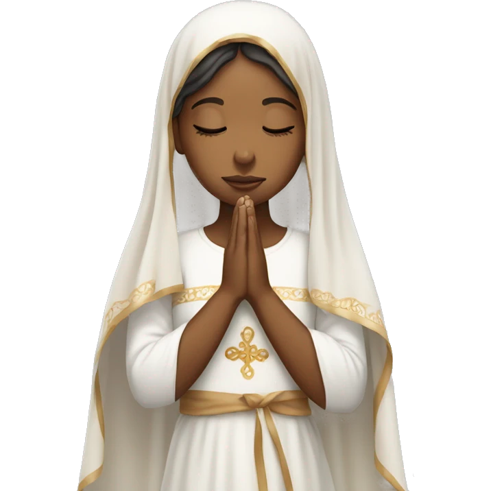 Caramel skin Girl praying for with white veil  emoji
