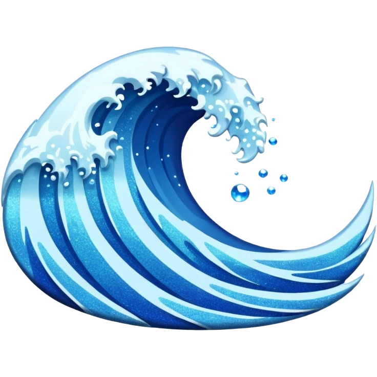 glitter blue wave emoji