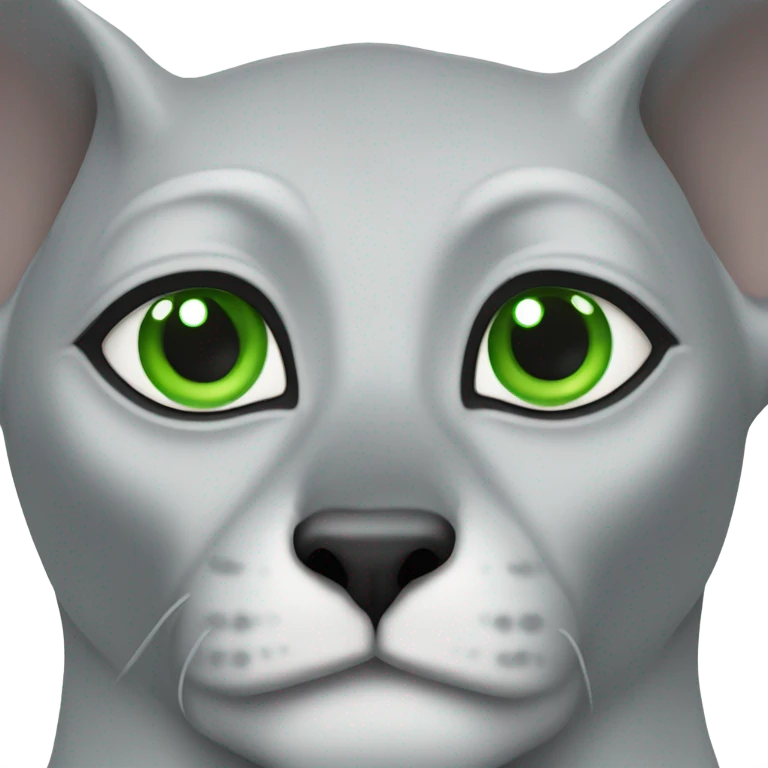 Grey sphinx car with green eyes emoji