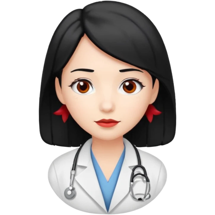 doctor with black hair and red hairclips  emoji