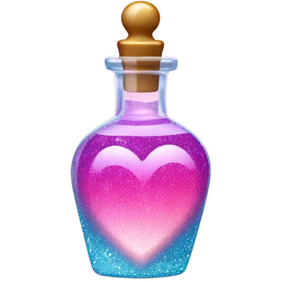 Pink ombre heart shaped potion bottle with liquid and glitter emoji