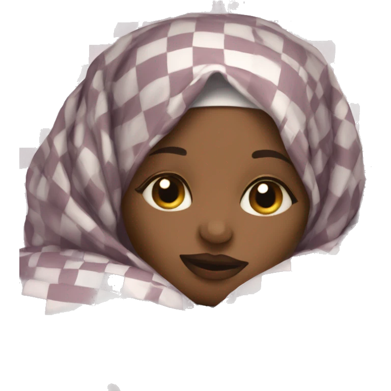 Black Hijabi sleeping in checkered pyjamas emoji