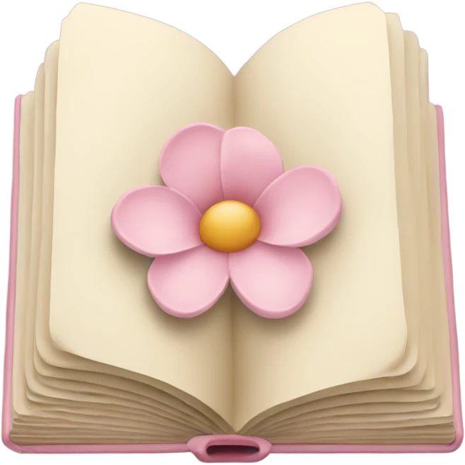 Beige Open book with light pink flower inside emoji