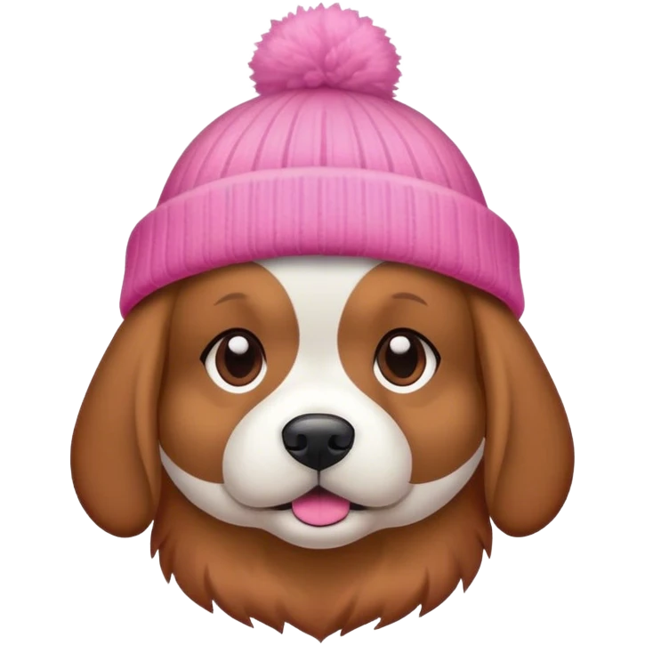 dog wearing a pink beanie emoji