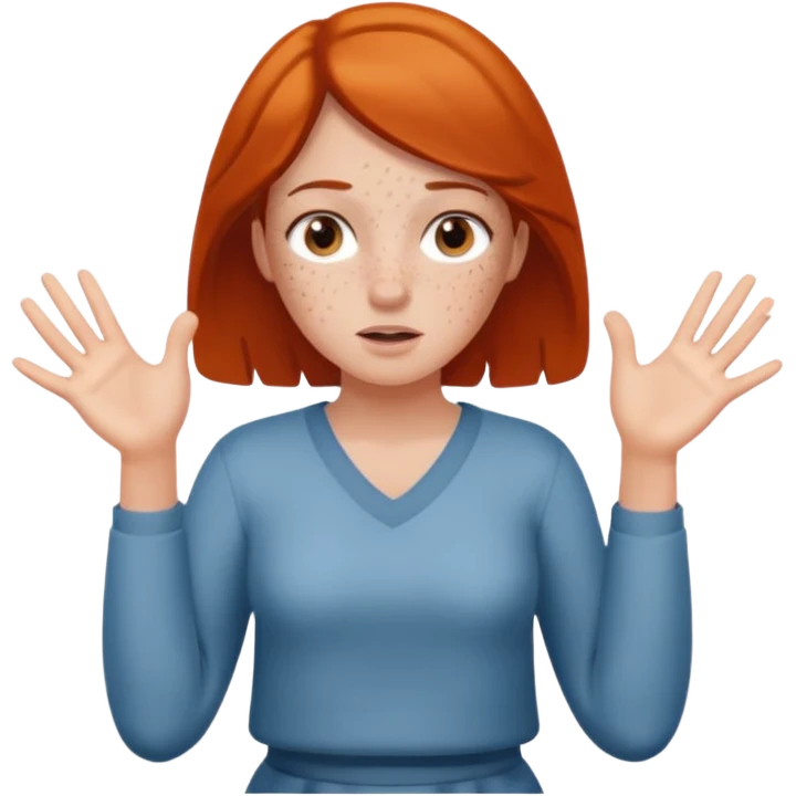 girl shrugging with 6 over one hand and 7 over the other hand emoji