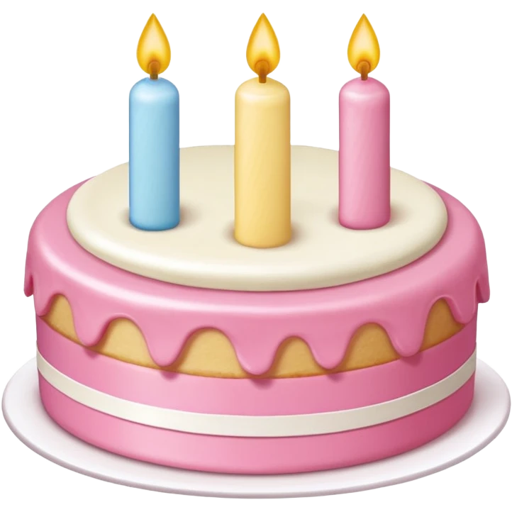 pastel de cumpleaños de 3 niveles con un liston rosa emoji