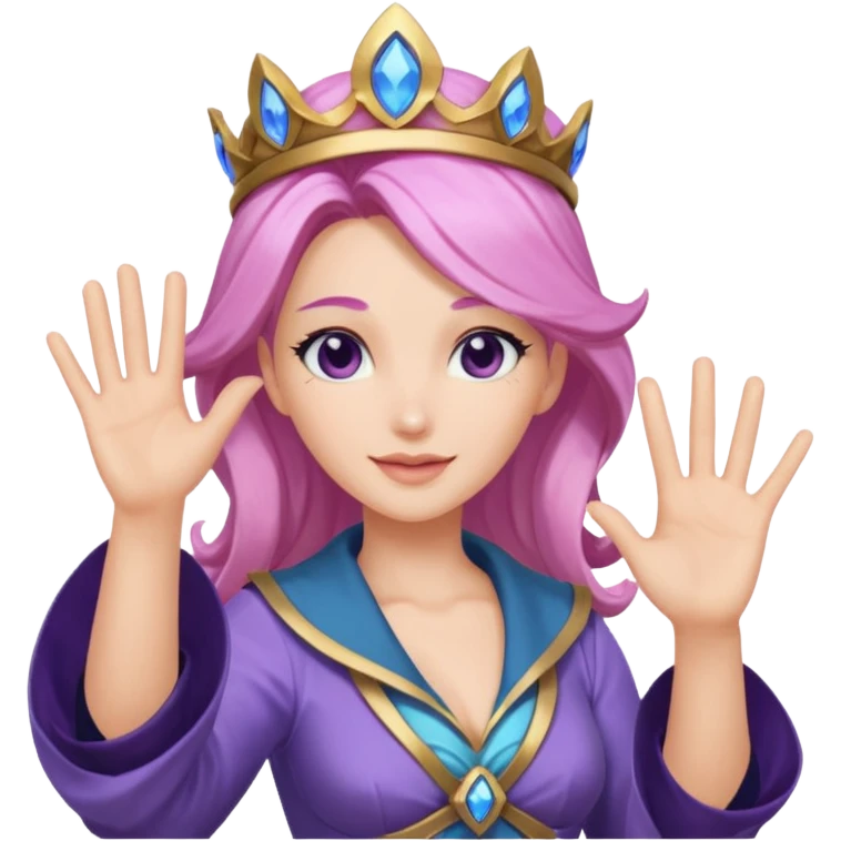 Эмодзи Серафина из лиги легенд машет рукой emoji