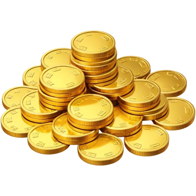 small pile of gold coins, shiny gold, no symbols, no text,  emoji