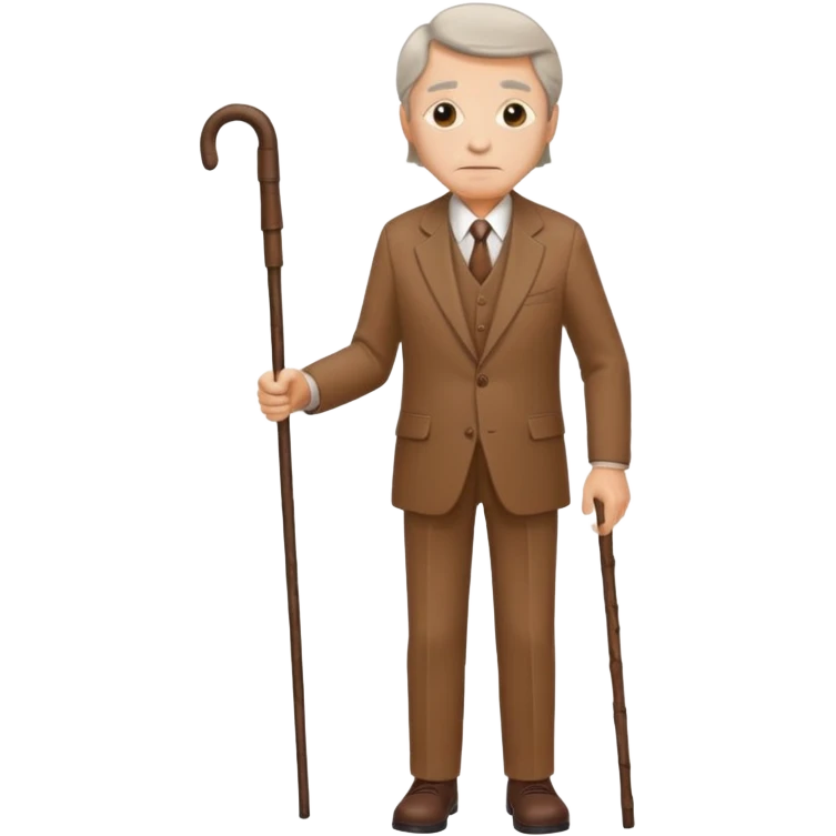 give me a suit only the clothes the old one brown color with a stick emoji