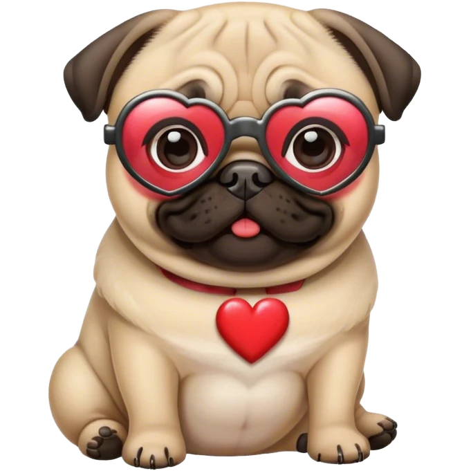 Pug with heart shaped glasses emoji