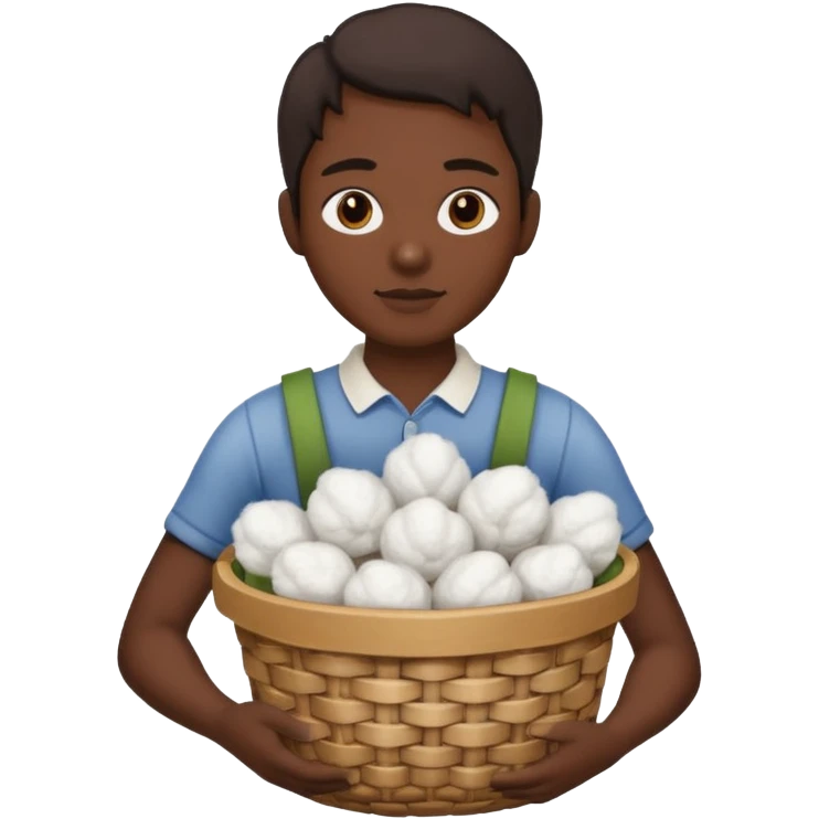 slave holding a basket with cotton emoji