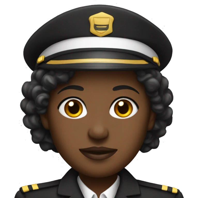 Black lady ship officer emoji