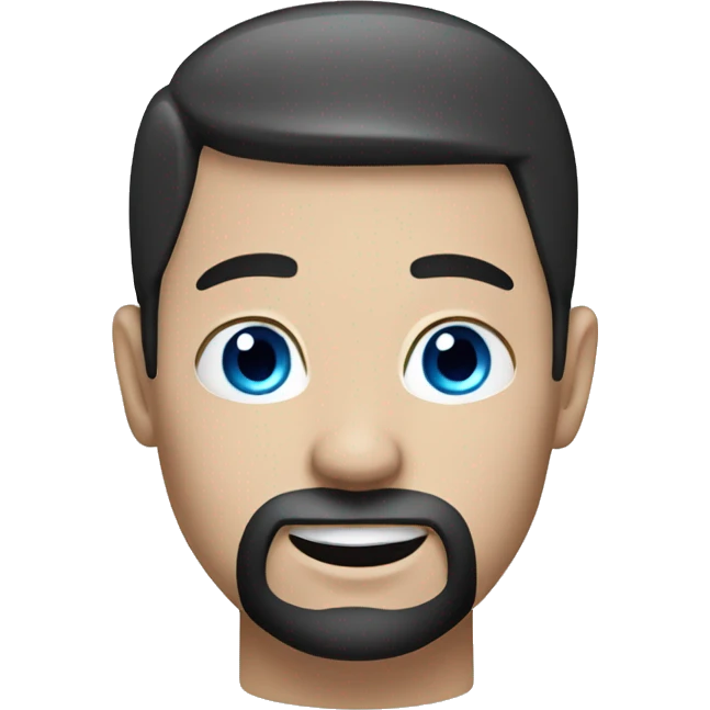 White man with rounded face, blue eyes, circle beard and short black hair emoji