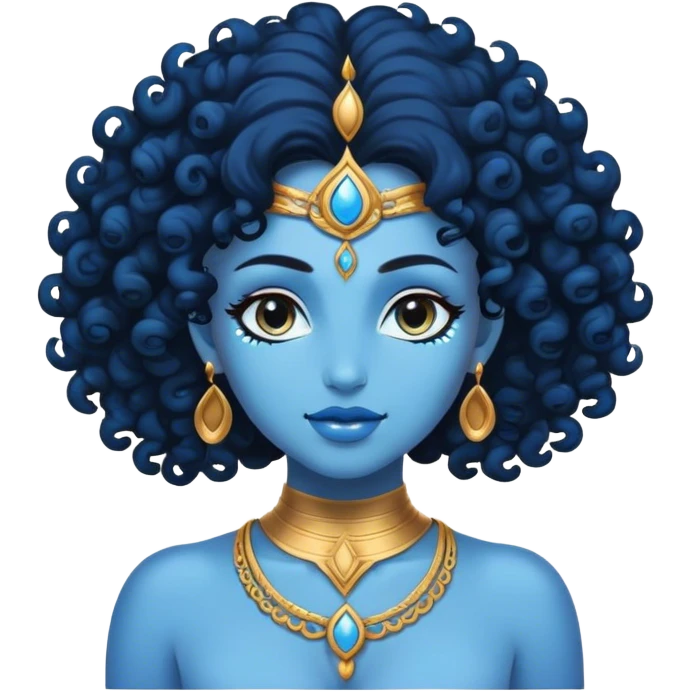 blue skin curly genie goddess emoji