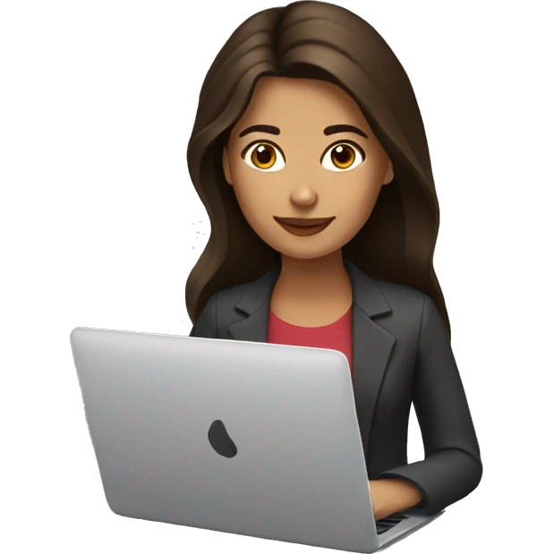Brunette with laptop and coffee emoji